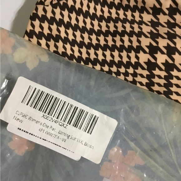 Cupshe One Piece Brown Herringbone Plaid Size 3X NWT Swimsuit (See Sizing) - Picture 7 of 9
